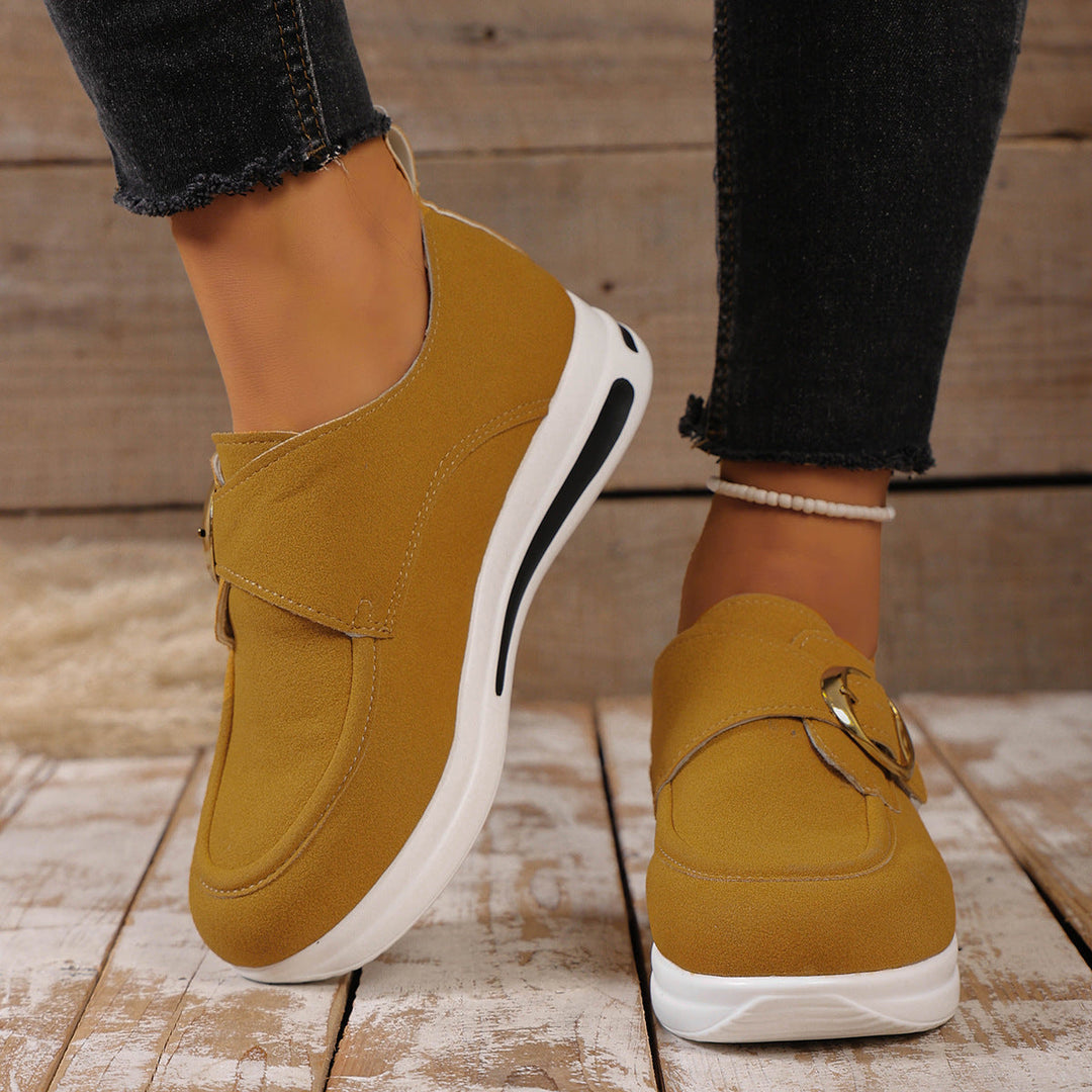 Damen Sneaker mit modischem Schnallenverschluss und bequemer Sohle Drune
