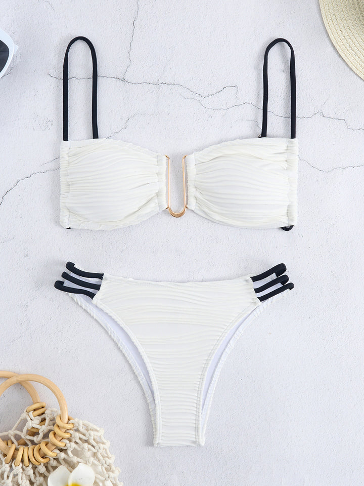Damen Triangel-Bikini mit elegantem Raffungsdesign und modischen Trägerdetails Drune