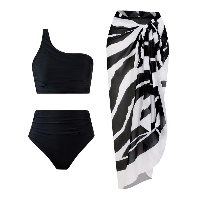 Damen Bikini-Set mit elegantem asymmetrischen Oberteil und hohem Taillenslip Drune