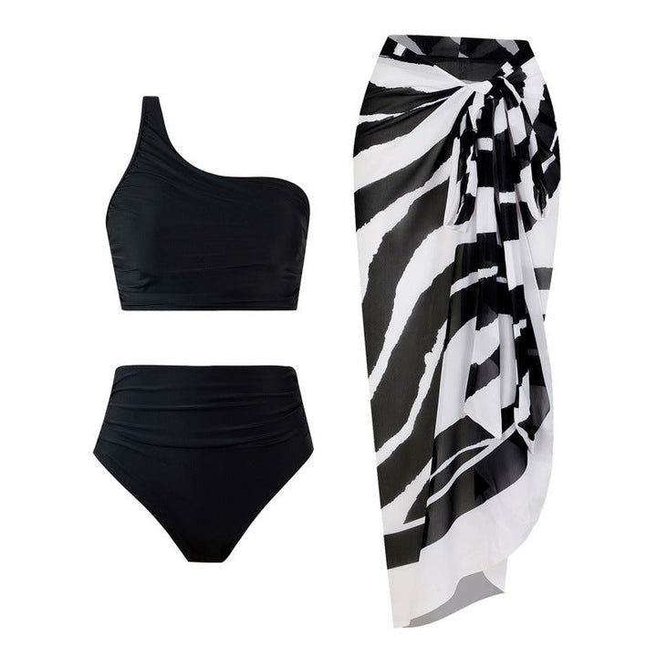 Damen Bikini-Set mit elegantem asymmetrischen Oberteil und hohem Taillenslip Drune