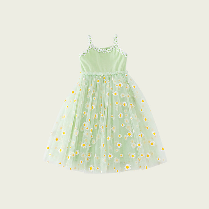 Mädchen Blumenmuster Tüllkleid Drune