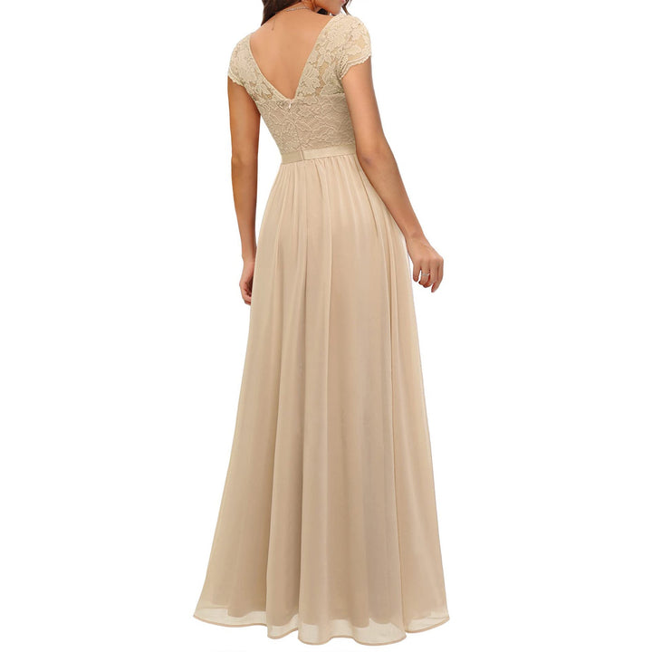 Damen Elegantes Spitzenkleid mit V-Ausschnitt Drune