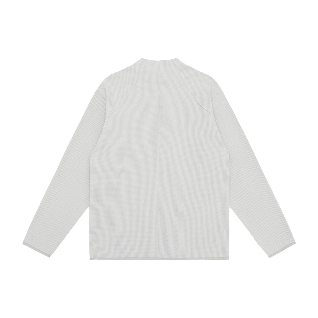 Unisex Waffelstruktur-Halbzip-Pullover mit kurzem Reißverschluss und kastiger Silhouette Drune