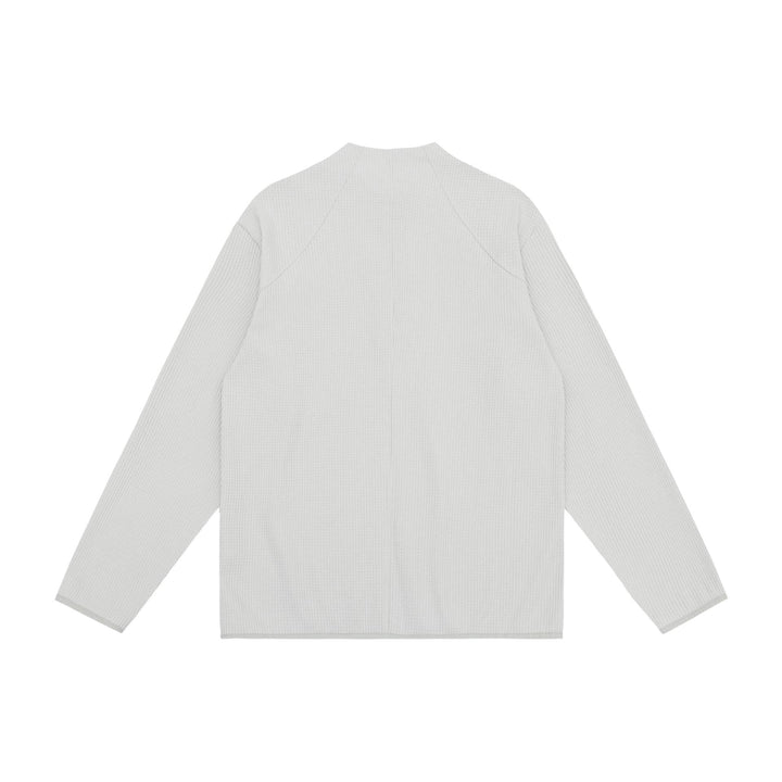 Unisex Waffelstruktur-Halbzip-Pullover mit kurzem Reißverschluss und kastiger Silhouette Drune