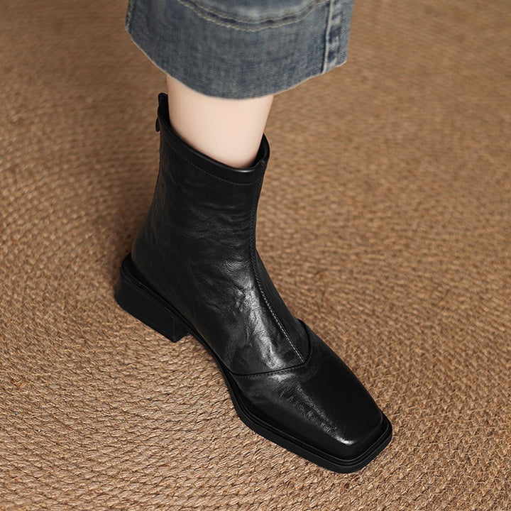 Damen Modische Stiefeletten mit Reißverschluss Drune
