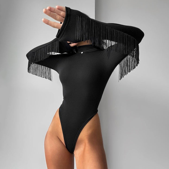 Damen Body mit verführerischem V-Ausschnitt und feinen Spaghettiträgern Drune