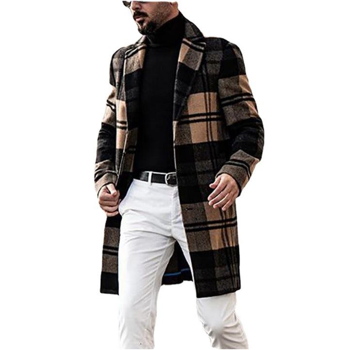 Herren Karierter Wintermantel mit warmem Innenfutter Drune