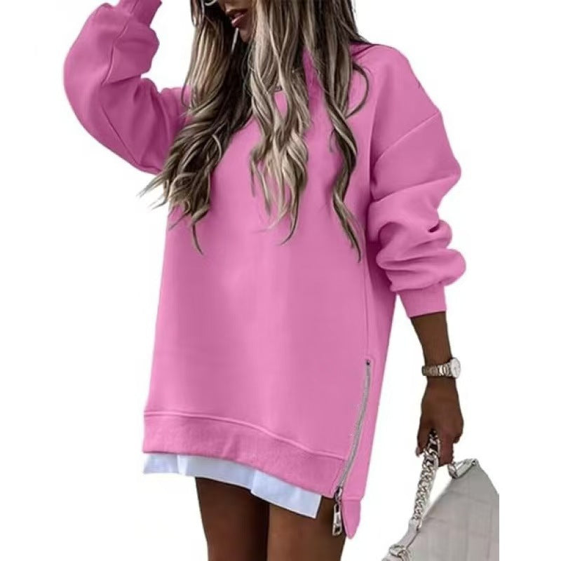 Damen Lässiger Hoodie mit seitlichem Reißverschluss Drune