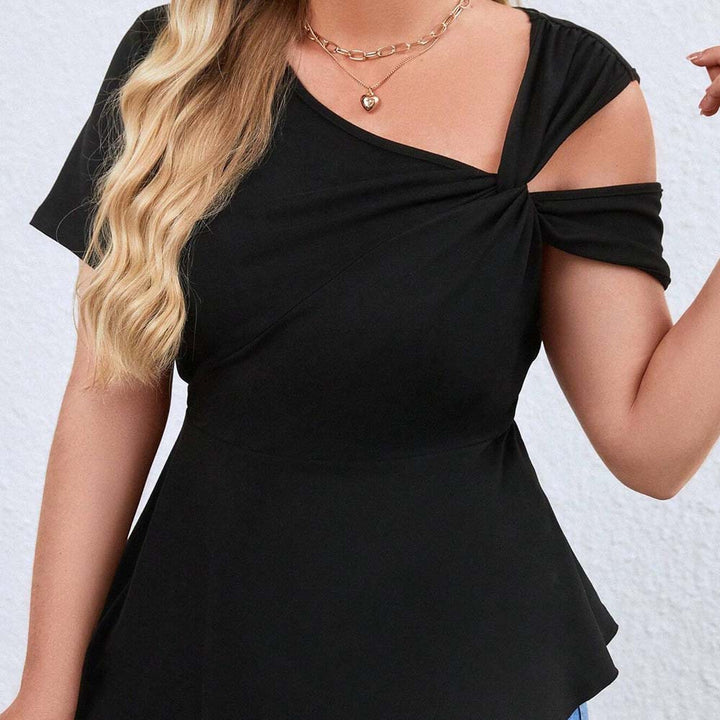Damen Oberteil mit asymmetrischem Cut-Out und raffiniertem Wickeldesign Drune