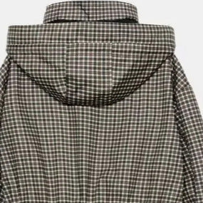 Damen karierter Anorak mit Kapuze und Tunnelzug Drune