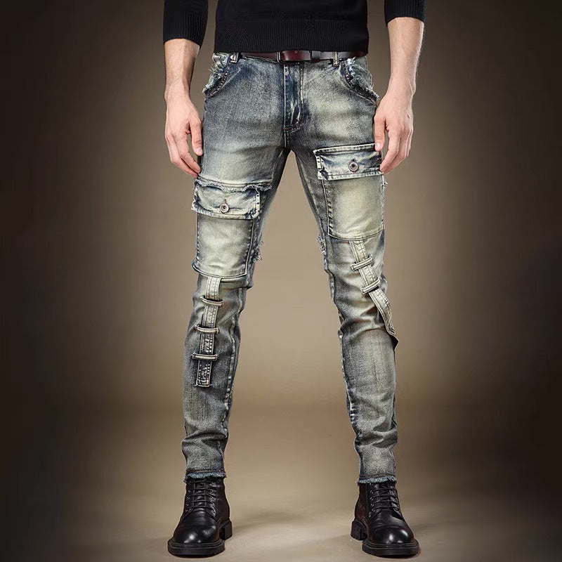 Herren Einzigartige Ripped Denim Jeans Drune
