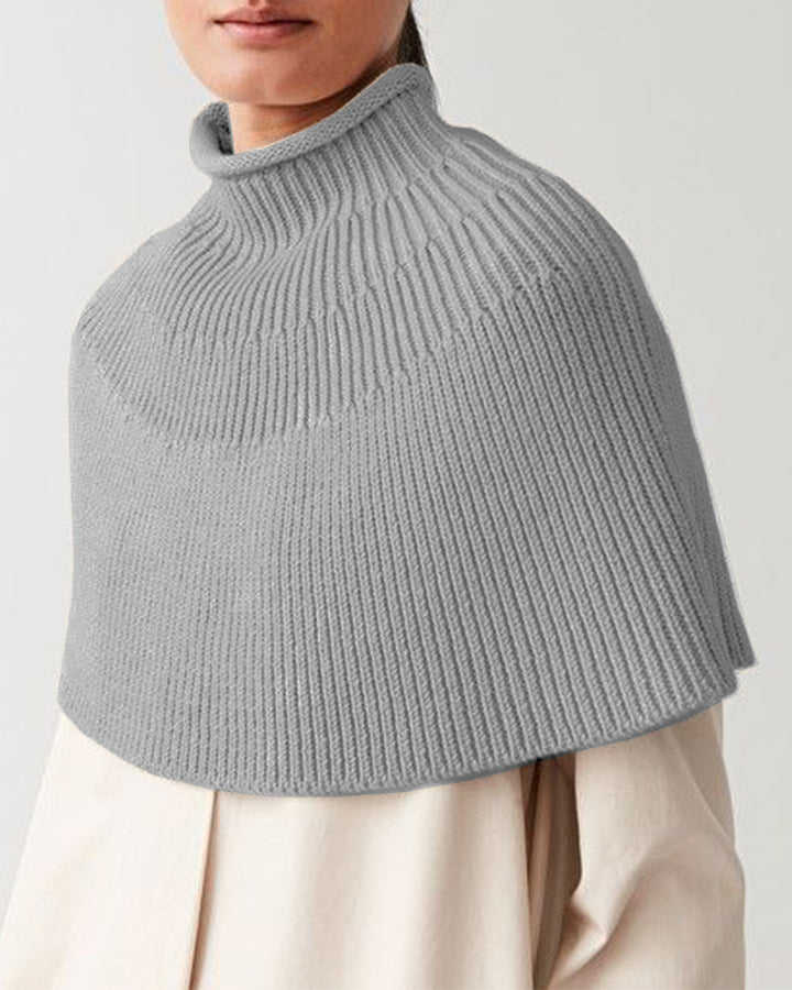 Damen Strick-Cape mit hohem Kragen und feiner Rippstruktur Drune