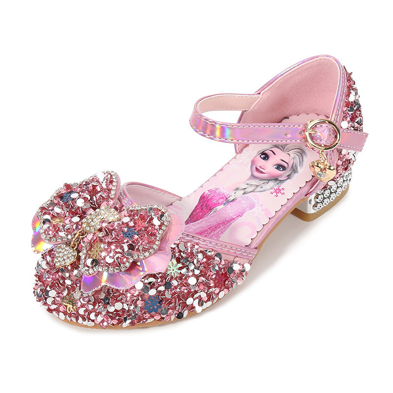 Mädchen Glitzernde Ballerinas mit Blumen- und Strassverzierung Drune