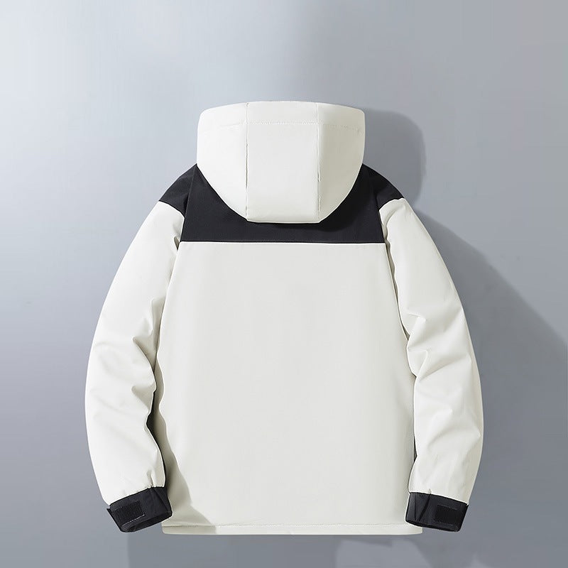 Herren Wasserabweisender Winterparka mit Kapuze, Thermoisolierung und kontrastierenden Schulterpaneelen Drune
