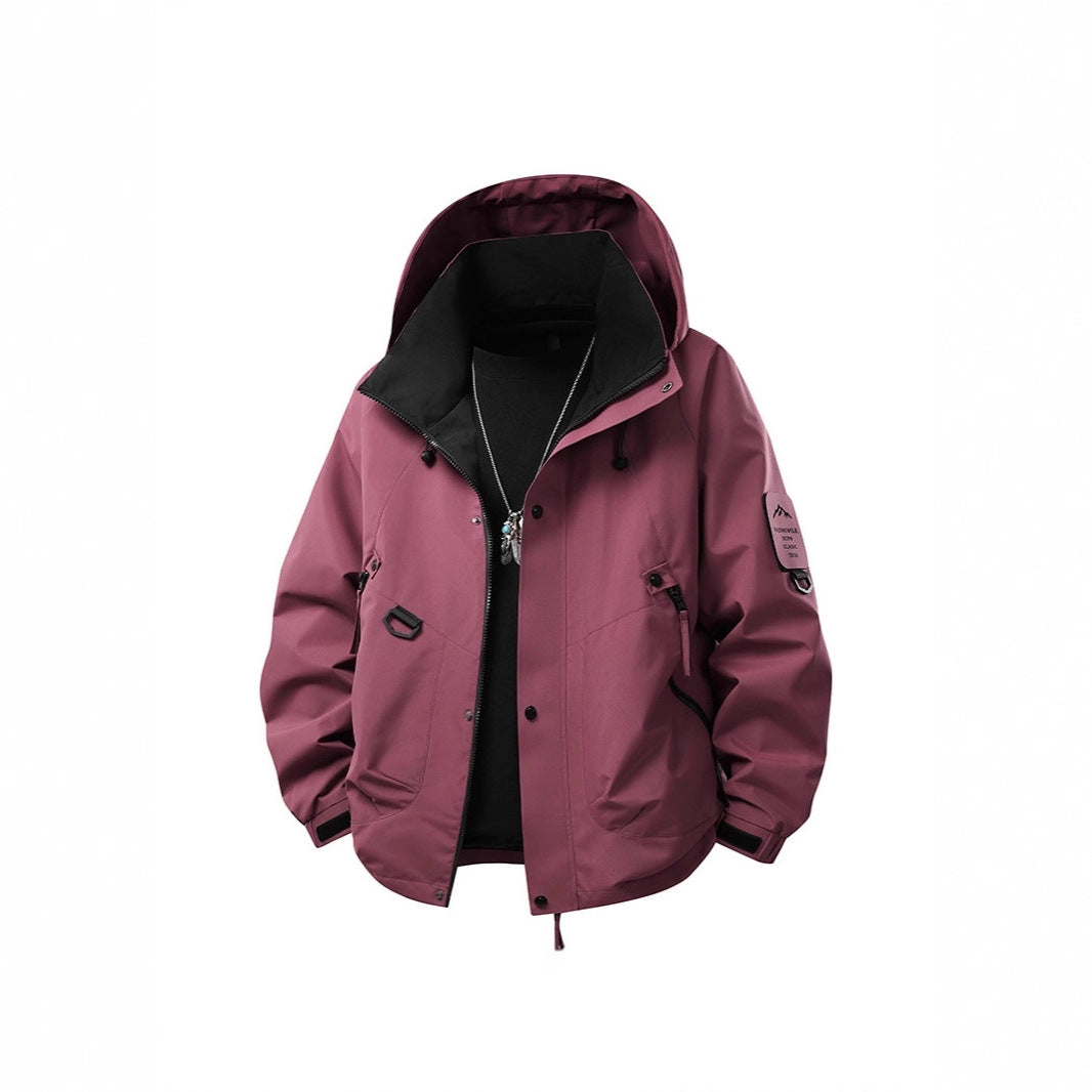 Herren Wasserdichte Outdoor‑Utility‑Regenjacke mit Kapuze, Mehrfachtaschen und verstellbarem Saum Drune