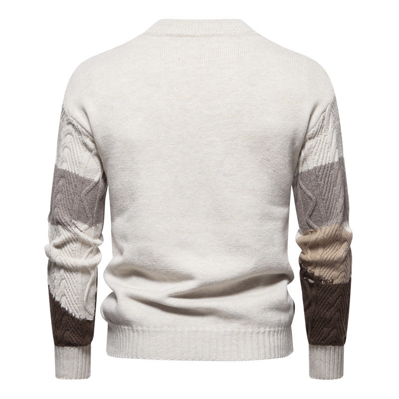 Herren Strukturiertes Colorblock Zopfstrick-Rollkragenpullover aus Baumwollmix Drune