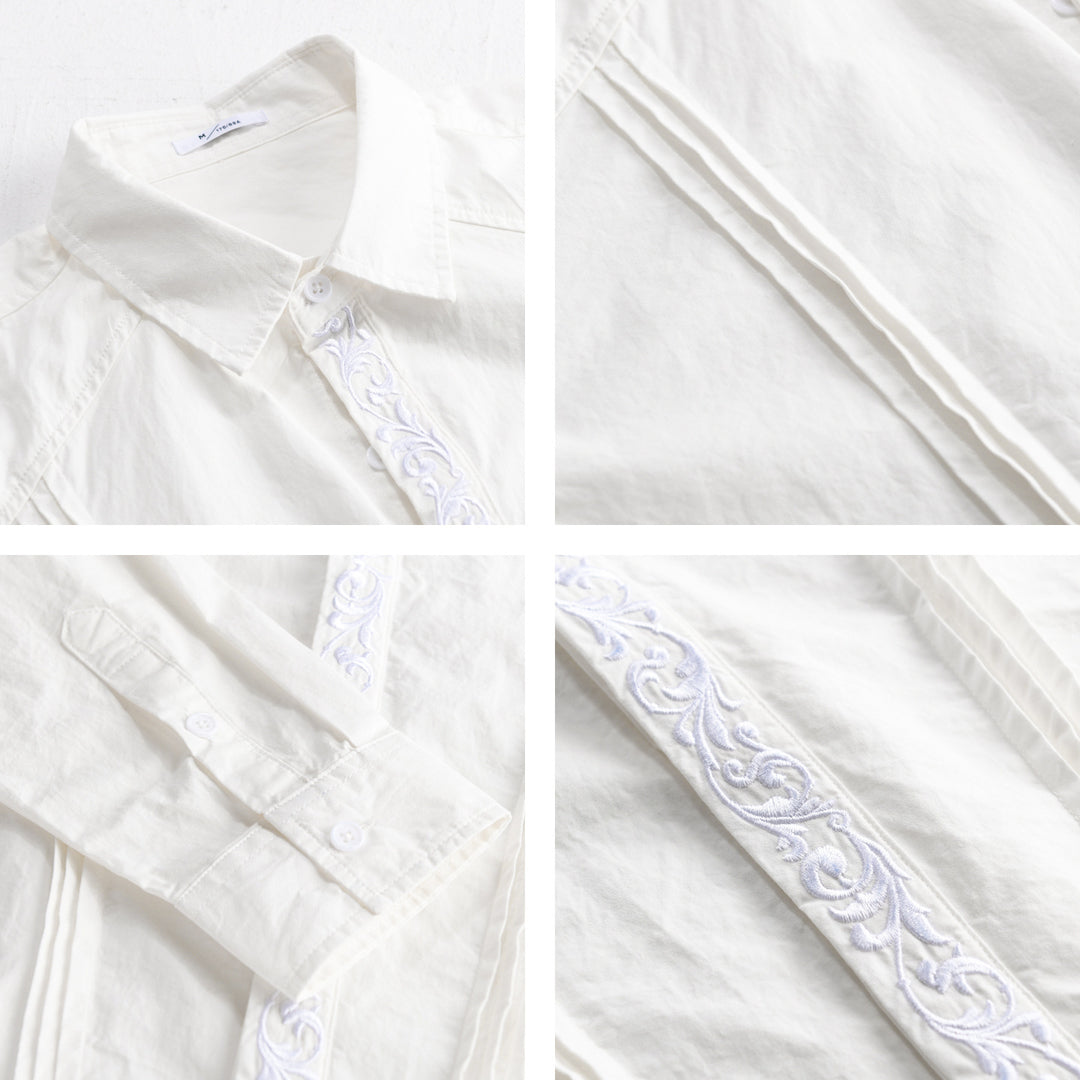 Damen Baumwollbluse mit Biesen, Stickdetail und Relaxed-Fit Drune