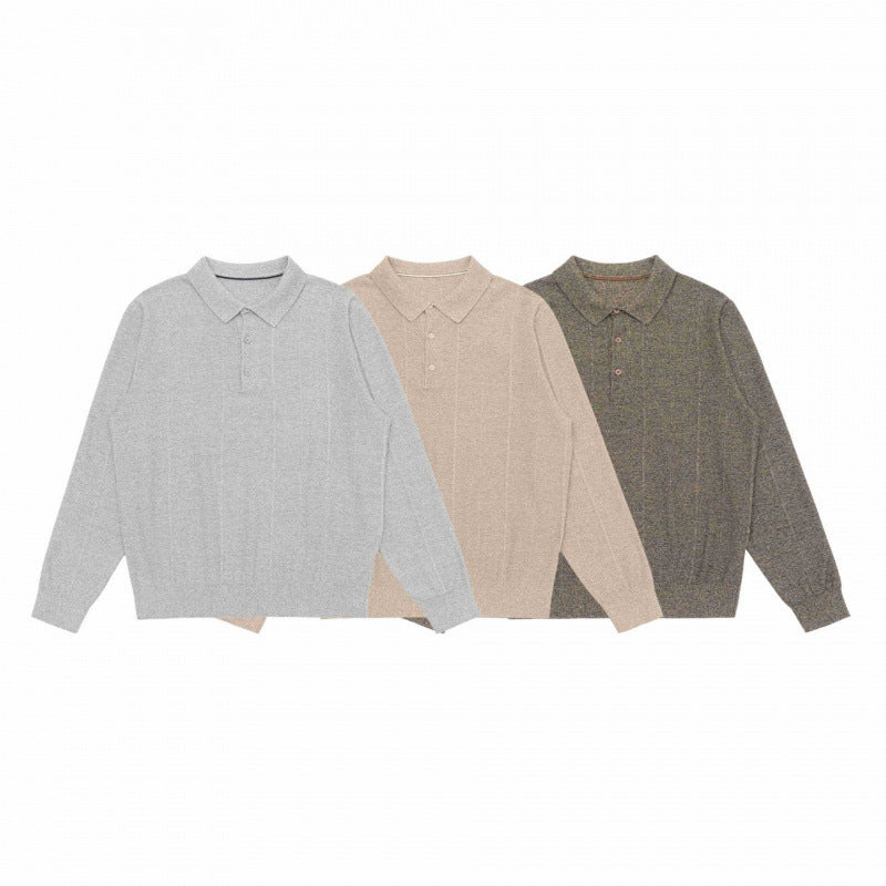 Herren Feinstrick-Poloshirt mit Henley-Knopfleiste, Rippbündchen und leicht kastigem Schnitt Drune