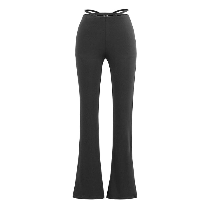 Damen elegante Flared-Hose mit hohem Bund und praktischen Seitentaschen Drune