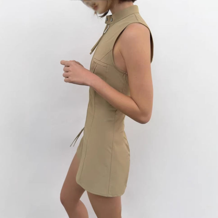 Damen Sportlicher Overall mit hohem Kragen und Reißverschluss Drune