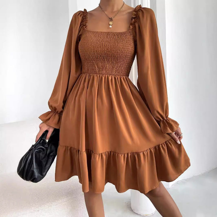 Damen Luftiges Minikleid mit Puffärmeln und Rüschendetails Drune