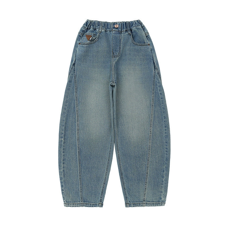 Unisex weite Denim-Hose mit tiefen Eingrifftaschen Drune