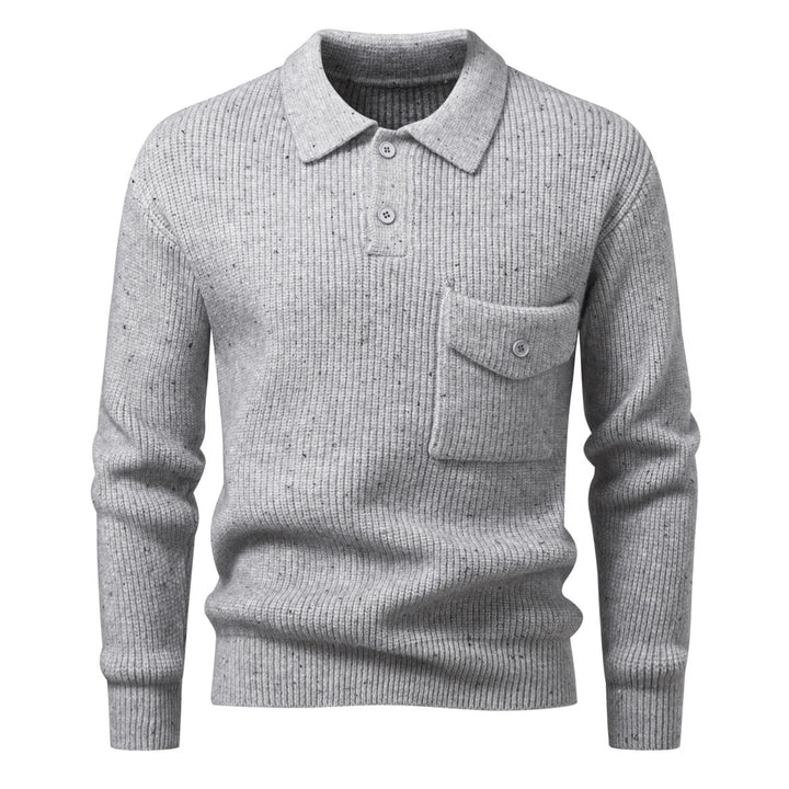 Herren Polokragen-Pullover aus Rippenstrick mit aufgesetzter Brusttasche Drune