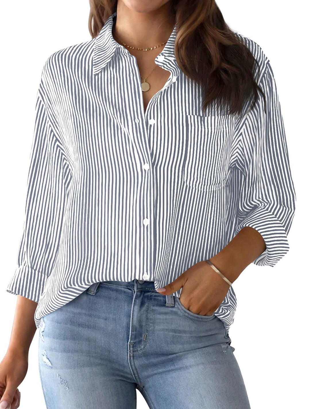 Damen Lässige gestreifte Bluse Drune