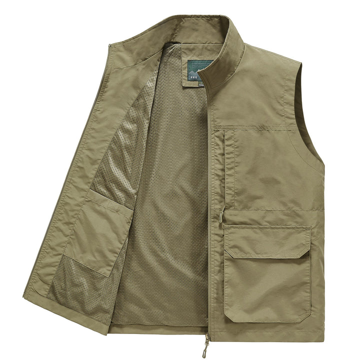 Herren Multifunktionale Utility‑Weste mit Mesh‑Futter, Reißverschluss & Mehrfachtaschen Drune