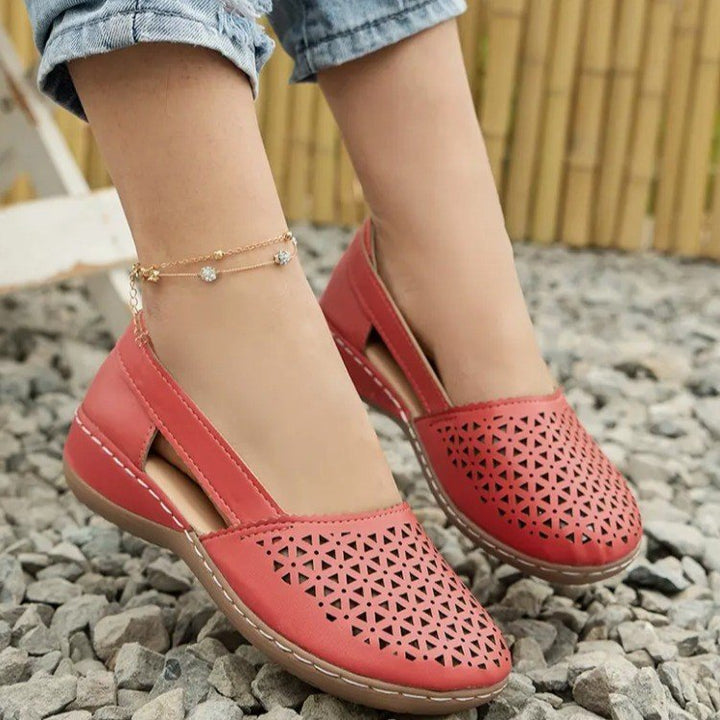 Damen  perforierte Slipper-Pumps mit seitlichen Cut-Outs elastischem Fersenband und dämpfender Komfortsohle Drune