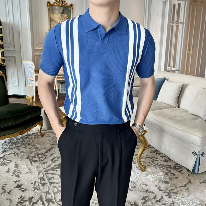 Herren Modisches Polohemd mit Streifen Drune