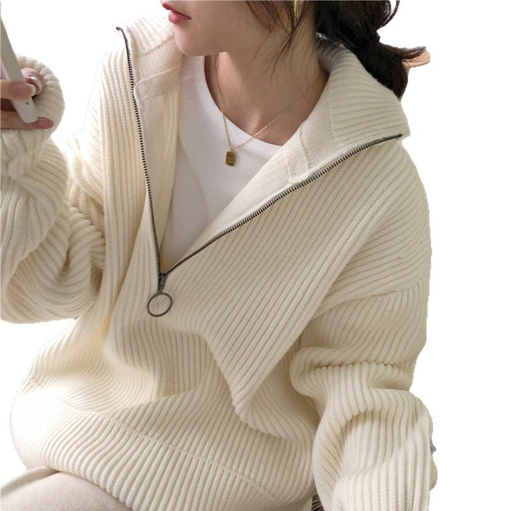 Damen Lässiger Pullover mit Reißverschluss Drune