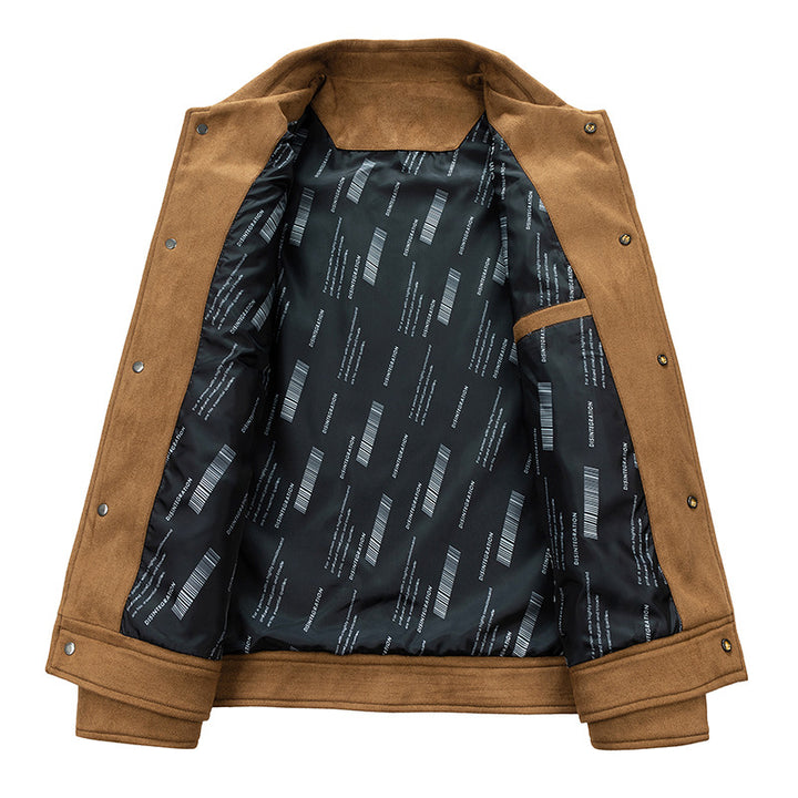 Herren Overshirt aus Kunstleder mit Hemdkragen und Pattentaschen Drune