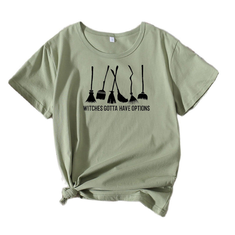 Frauen Grafik Besenstiel Humor T-Shirt Drune