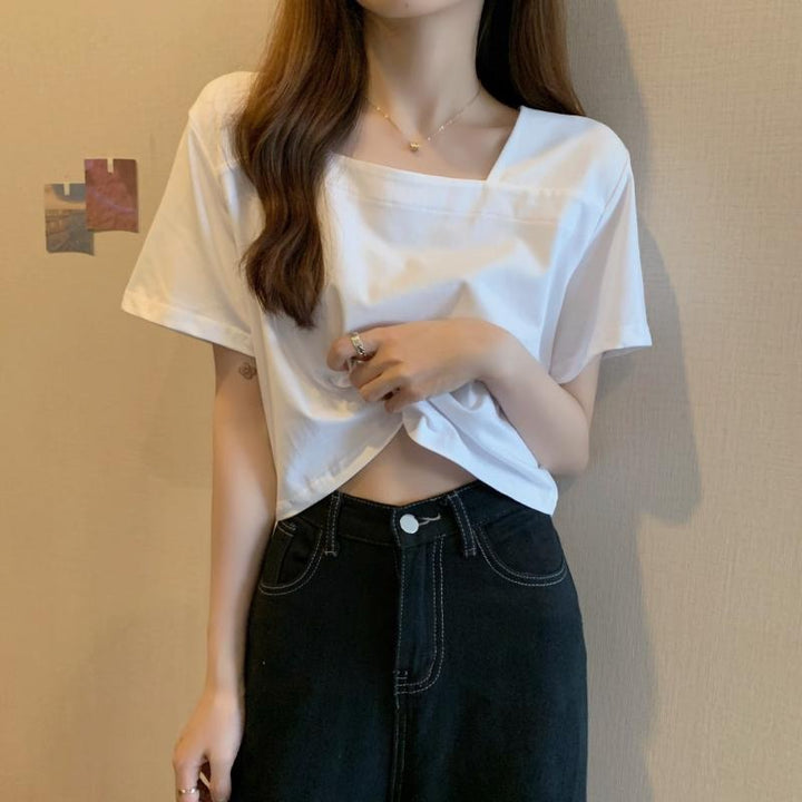 Damen Cropped T-Shirt mit modernen Details Drune