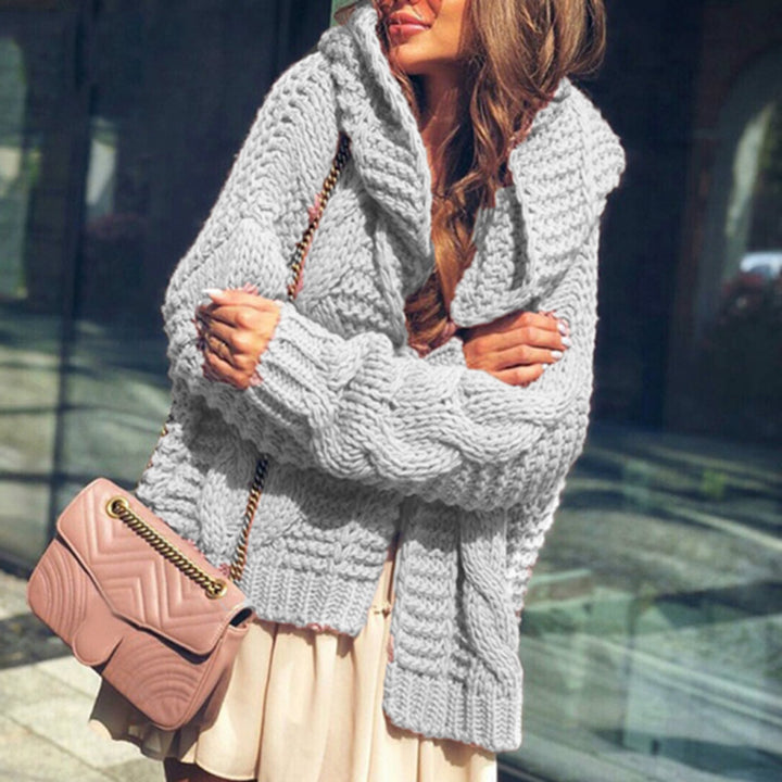 Damen Grober Strickcardigan mit asymmetrischem Schnitt und oversized Ärmeln Drune
