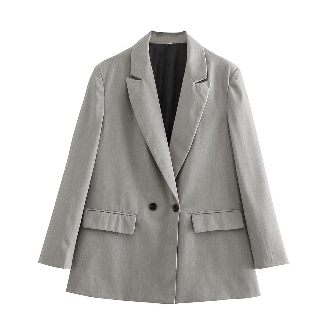 Damen nan taillierter Doppelreihiger Blazer mit schmalem Revers, aufgesetzten Pattentaschen und klarer Silhouette Drune