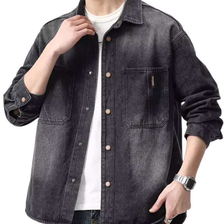 Herren Denim-Hemdjacke im lässigen Schnitt mit praktischen Taschen Drune