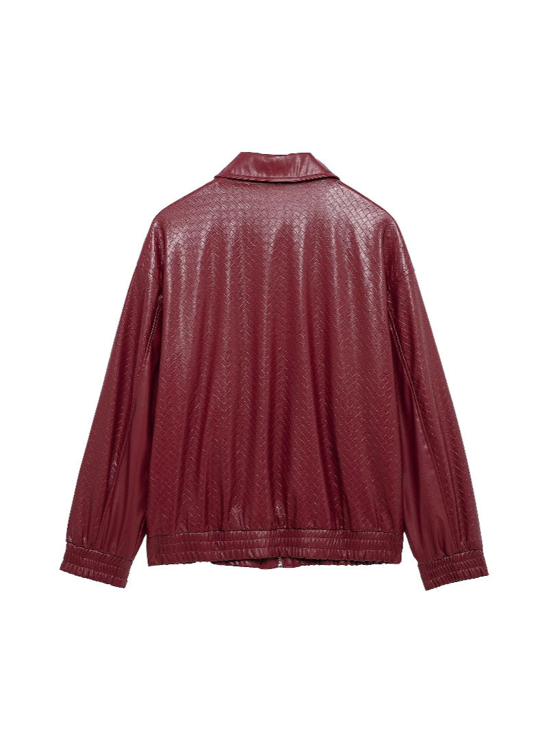 Drune | Woven Faux Leder Bomberjacke