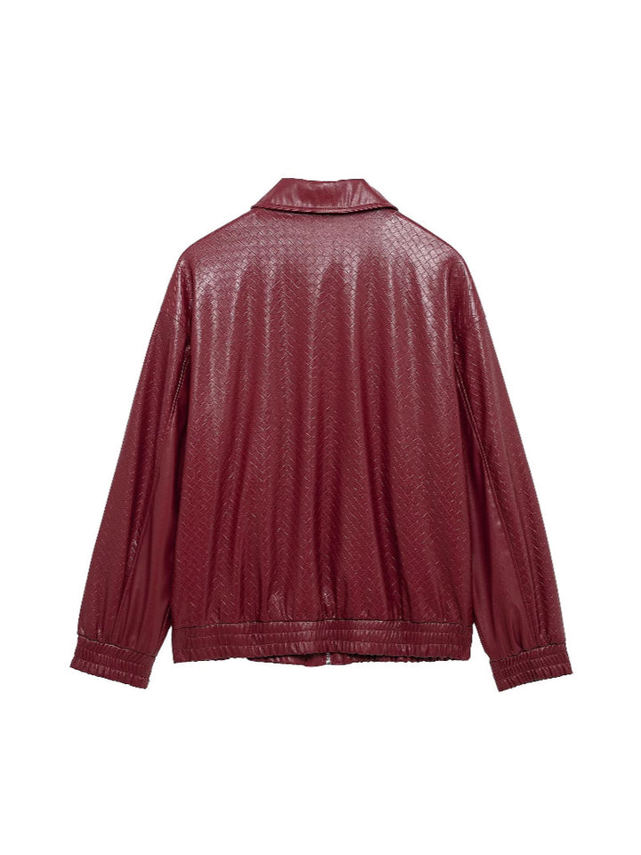 Drune | Woven Faux Leder Bomberjacke