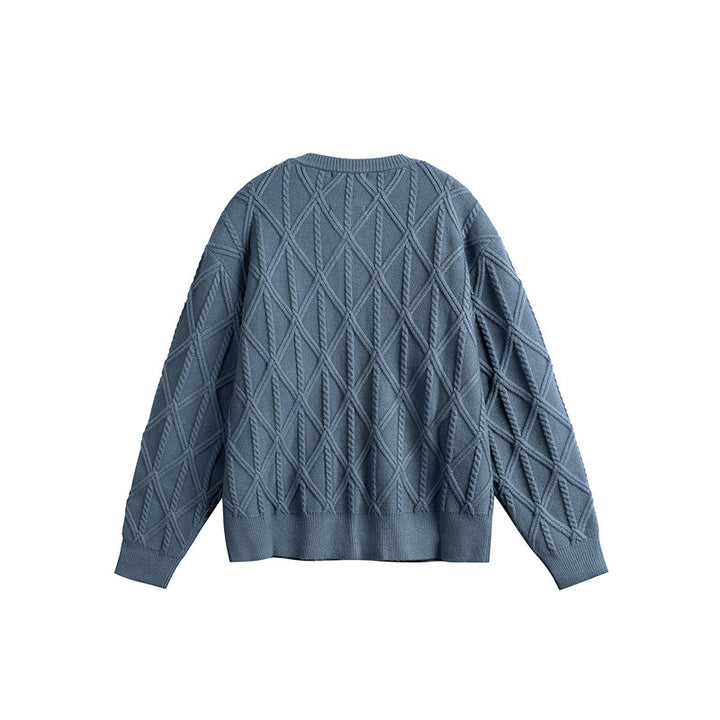 Damen Strickcardigan im Boxy Cut mit strukturierter Rautenmuster, Rundhalsausschnitt und durchgehender Knopfleiste Drune