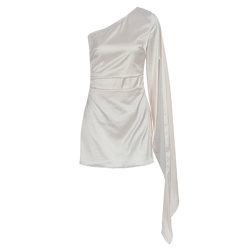 Damen Einseitig Schulterfreies Minikleid mit schickem Satin-Finish Drune