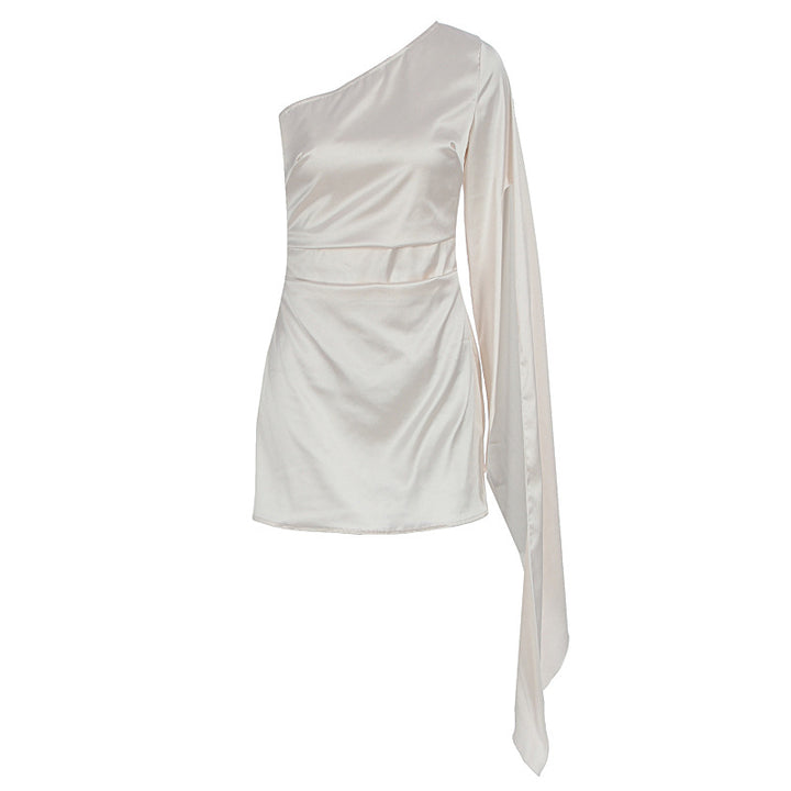 Damen Einseitig Schulterfreies Minikleid mit schickem Satin-Finish Drune