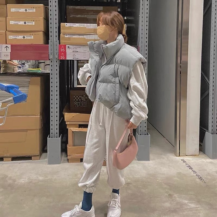 Damen Daunenweste mit hohem Kragen und modernem Oversized-Schnitt Drune