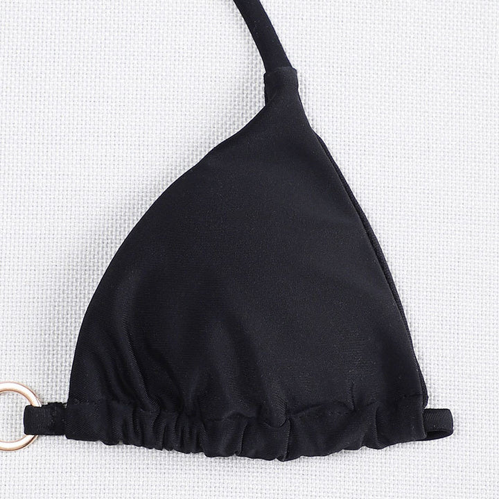 Damen Triangel-Bikini mit goldenem Ringdetail und verstellbaren Trägern Drune