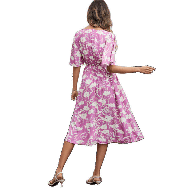 Damen Blumenmuster Wickelkleid Drune