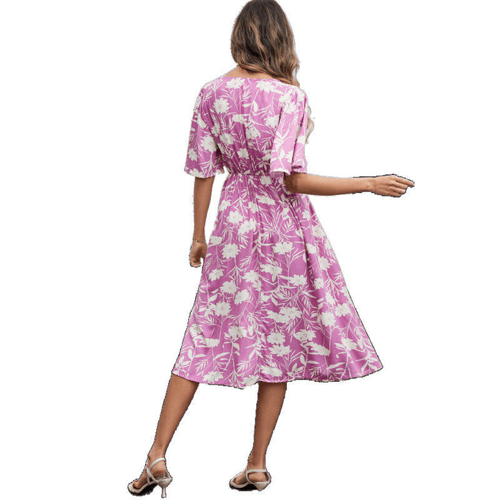 Damen Blumenmuster Wickelkleid Drune