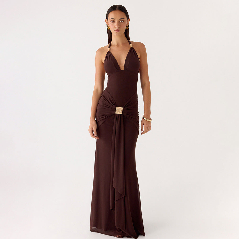 Damen Elegantes Wickelkleid mit funkelndem Akzent Drune