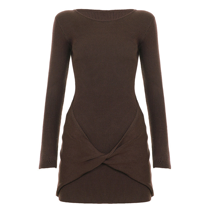 Damen nan geripptes Minikleid mit Wickel-Twist und figurbetonter Silhouette Drune