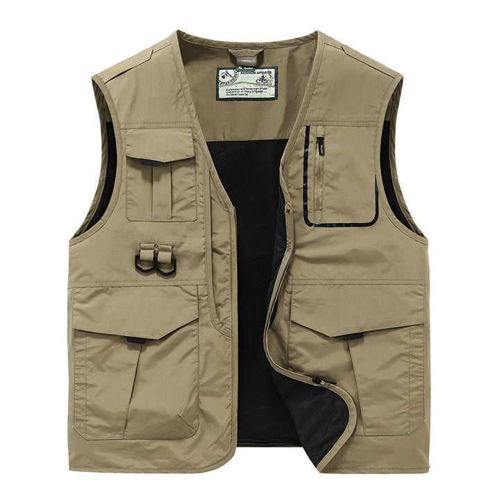 Herren Urbanes Utility-Anglerweste mit Netz-Innenfutter und taktischen Taschen Drune